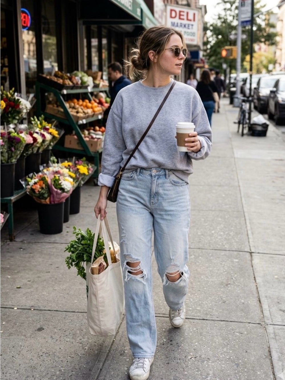 Relaxed Light Blue Distressed Boyfriend Jeans for Women